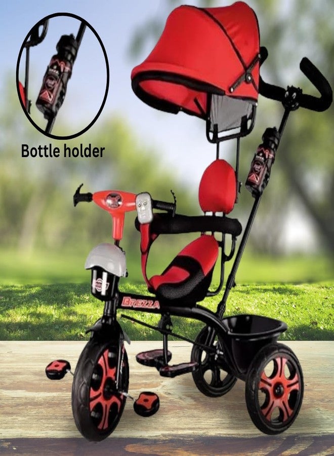 Maanit دراجة مانيت للأطفال ثلاثية العجلات مع مظلة وسلة تخزين مزدوجة - دراجة للأطفال الصغار مزودة بمقبض تحكم للوالدين، وحاجز أمان ومقعد مريح - دراجة موسيقية ثلاثية العجلات للأعمار من 1.5 إلى 5 سنوات (أحمر) - Image 4